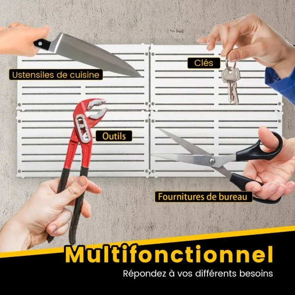Panneau Mural Porte-Outils Lot de 4 avec 32 Bandes Magnétiques Puissantes Système de Rangement Mural pour Outils Peu Encombrants pour Atelier Garage