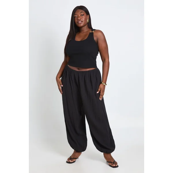 Pantalon Ballon Grande Taille En Étamine Taille Élastiquée