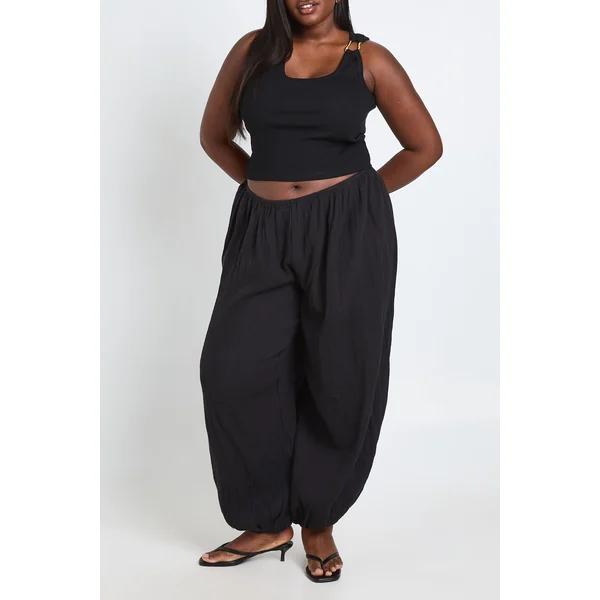 Pantalon Ballon Grande Taille En Étamine Taille Élastiquée