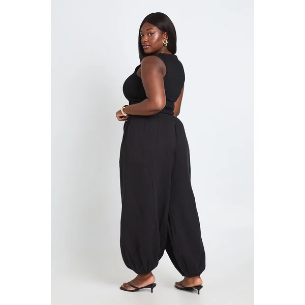 Pantalon Ballon Grande Taille En Étamine Taille Élastiquée
