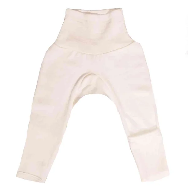 Pantalon bébé en laine et soie avec revers aux pieds - COSILANA