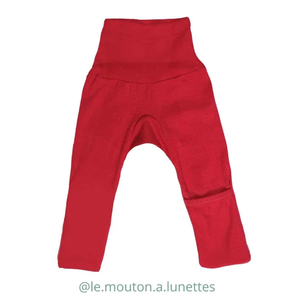 Pantalon bébé en laine et soie avec revers aux pieds - COSILANA