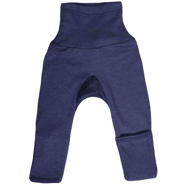 Pantalon bébé en laine et soie avec revers aux pieds - COSILANA