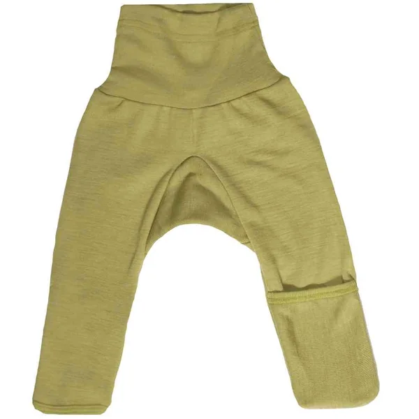 Pantalon bébé en laine et soie avec revers aux pieds - COSILANA