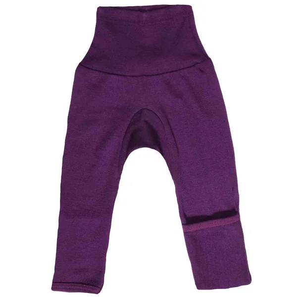 Pantalon bébé en laine et soie avec revers aux pieds - COSILANA