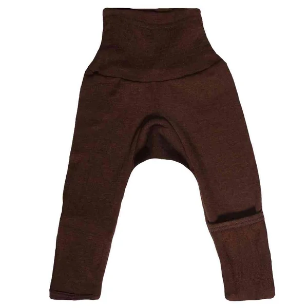 Pantalon bébé en laine et soie avec revers aux pieds - COSILANA