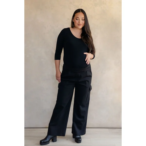 Pantalon cargo (à taille élastique) - noir