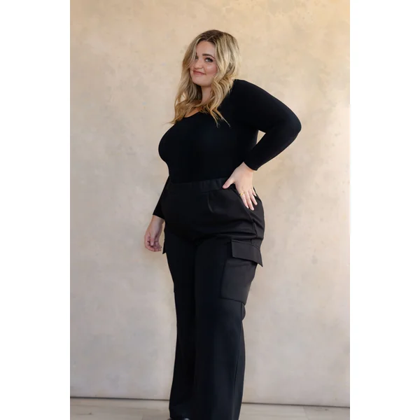 Pantalon cargo (à taille élastique) - noir