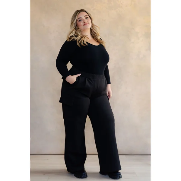 Pantalon cargo (à taille élastique) - noir