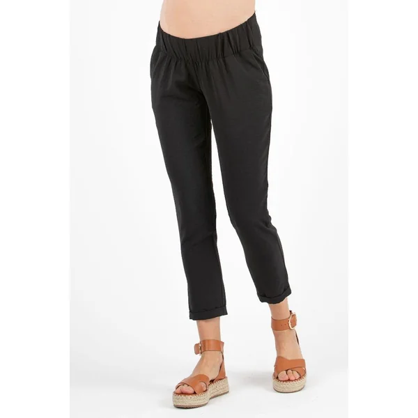 Pantalon cigarette fluide noir de grossesse