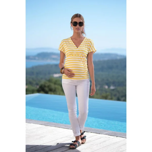 Pantalon de Grossesse Droit en Coton - Blanc