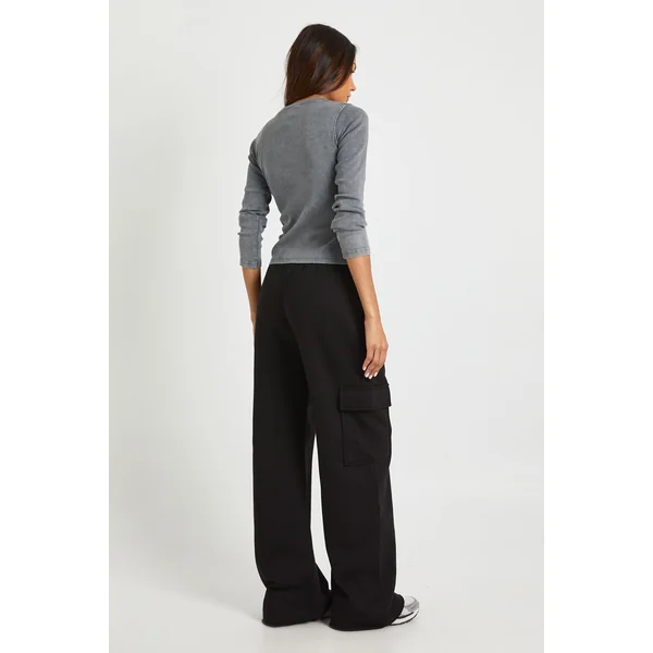 Pantalon De Jogging Cargo Taille Haute Coupe Large