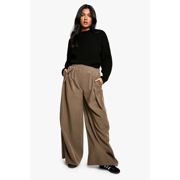 Pantalon de maternité à taille élastiquée tissé, ample, à plis et à jambes larges