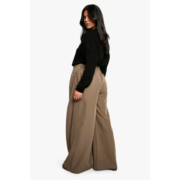 Pantalon de maternité à taille élastiquée tissé, ample, à plis et à jambes larges