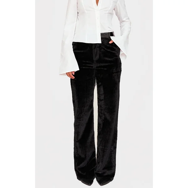 Pantalon Droit En Synthétique Avec Panneau Contrasté Effet Mouillé