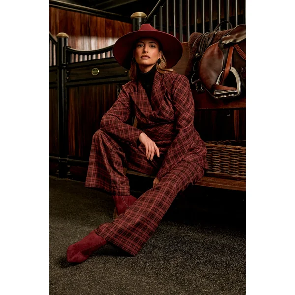 Pantalon Formel à Carreaux Premium Lisa Tan