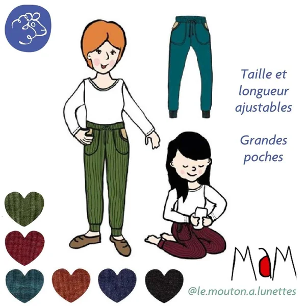 Pantalon Joggers Lounge MaM laine mérinos femme et ado – Coloris 2025/26