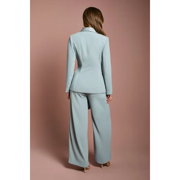 Pantalon Large avec Ceinture Plissée en Satin