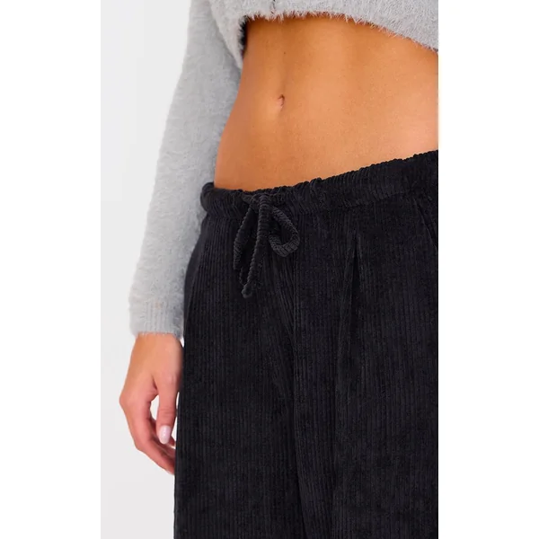Pantalon Large En Velours Côtelé Taille Basse Avec Cordon De Serrage