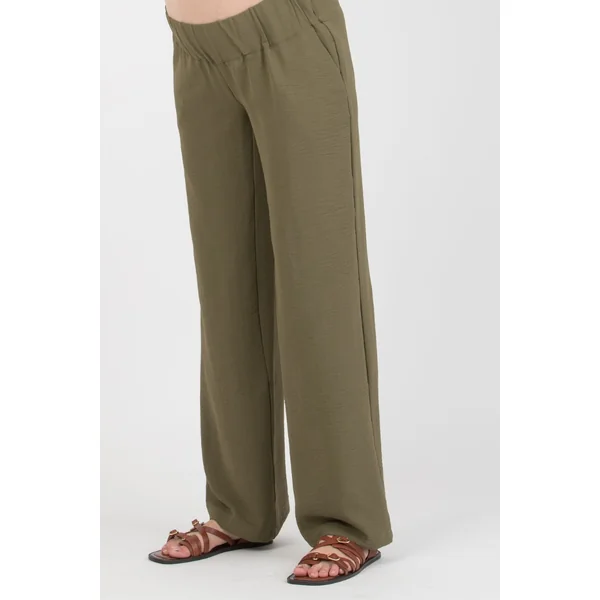 Pantalon large fluide kaki de grossesse