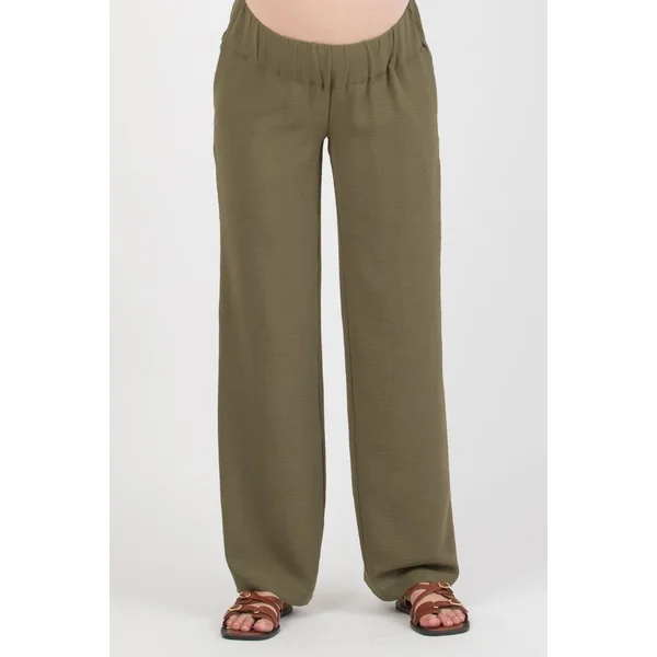 Pantalon large fluide kaki de grossesse