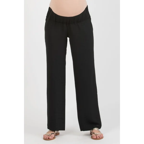Pantalon large fluide noir de grossesse