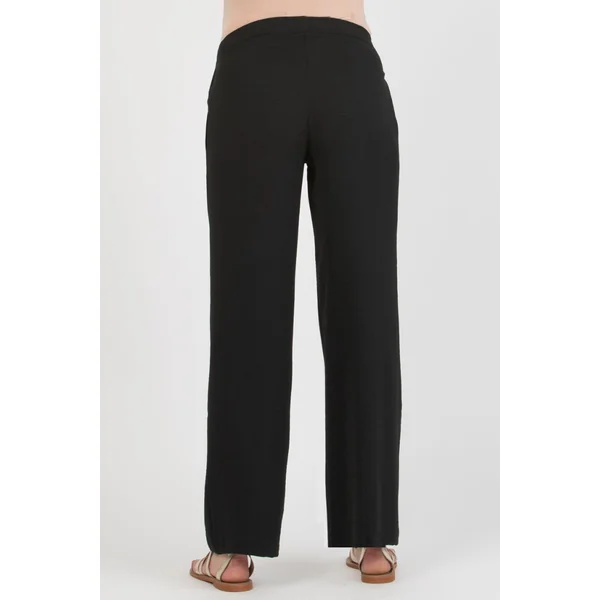 Pantalon large fluide noir de grossesse