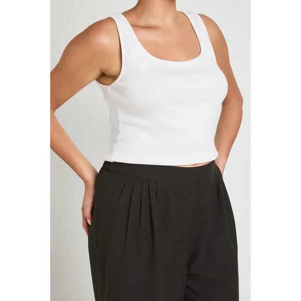 Pantalon Large Plissé Grande Taille Aspect Lin