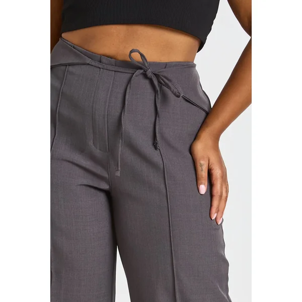 Pantalon Taille Haute Grande Taille Avec Ceinture À Nouer