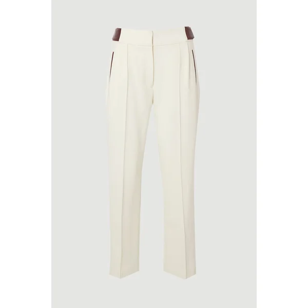 Pantalon Tailleur Slim à Jambe Étroite en Mélange synthétique Stretch Compact