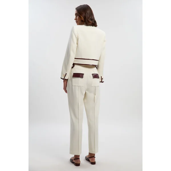 Pantalon Tailleur Slim à Jambe Étroite en Mélange synthétique Stretch Compact