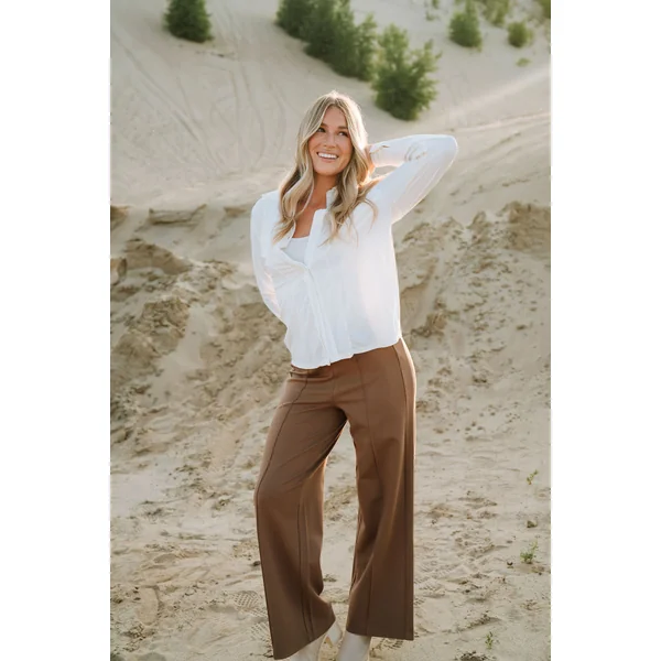 Pantalons à jambes larges - moka mousse
