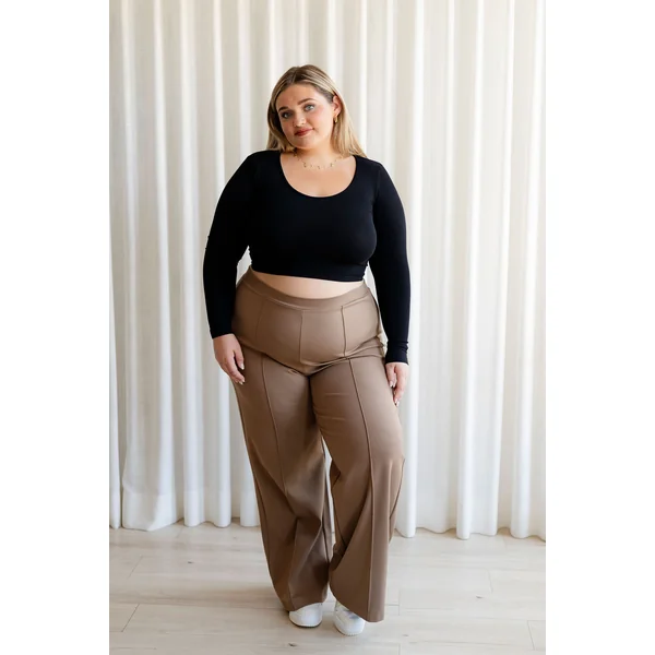 Pantalons à jambes larges - moka mousse