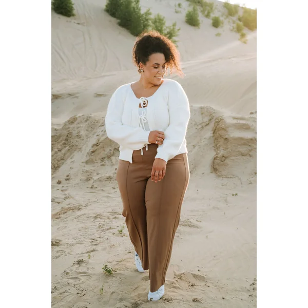 Pantalons à jambes larges - moka mousse