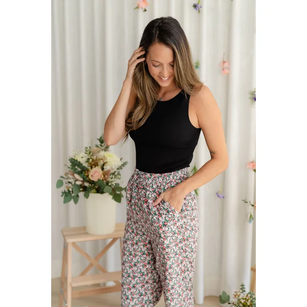 Pantalons à taille élastique - combo fleuri