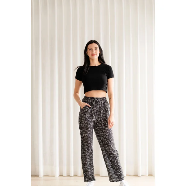 Pantalons à taille élastique fleuri - nuit bohème