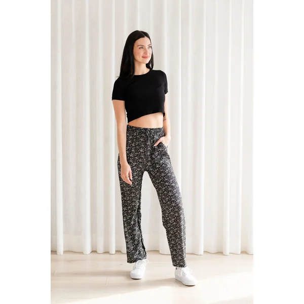 Pantalons à taille élastique fleuri - nuit bohème