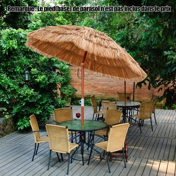 Parasol de terrasse en chaume, parasol tiki hawaïen de 175 cm avec sac de transport design inclinable parasol de table ou de marché extérieur pliable et portable