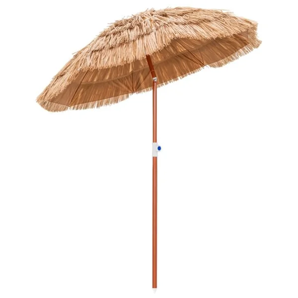 Parasol de terrasse en chaume, parasol tiki hawaïen de 175 cm avec sac de transport design inclinable parasol de table ou de marché extérieur pliable et portable