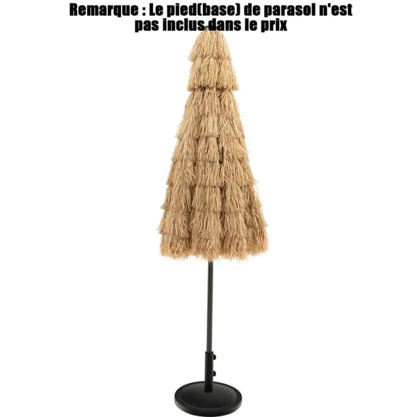 Parasol de Terrasse Tiki Au Toit de Chaume à Énergie Solaire de 270 Cm Manivelle Hawaïenne à 2 Niveaux