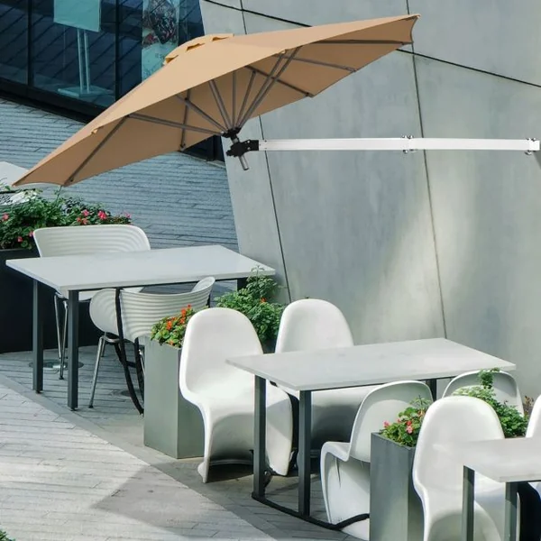Parasol en Porte-à-faux Mural de 247 Cm Parasol avec Mât Réglable Parasol Inclinable avec Évent Parasols d'Extérieur Beige/Marron/Bleu/Rouge