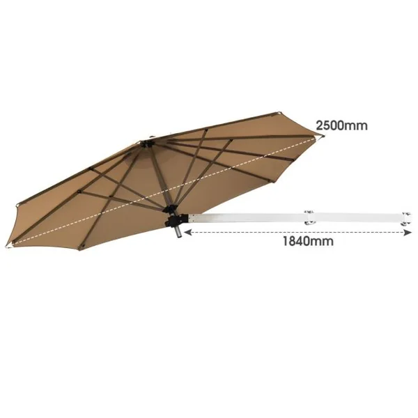 Parasol en Porte-à-faux Mural de 247 Cm Parasol avec Mât Réglable Parasol Inclinable avec Évent Parasols d'Extérieur Beige/Marron/Bleu/Rouge