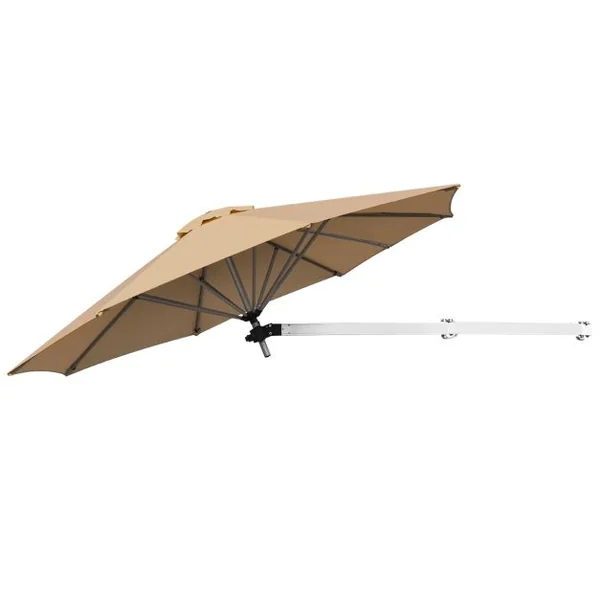 Parasol en Porte-à-faux Mural de 247 Cm Parasol avec Mât Réglable Parasol Inclinable avec Évent Parasols d'Extérieur Beige/Marron/Bleu/Rouge