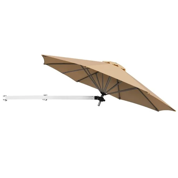 Parasol en Porte-à-faux Mural de 247 Cm Parasol avec Mât Réglable Parasol Inclinable avec Évent Parasols d'Extérieur Beige/Marron/Bleu/Rouge