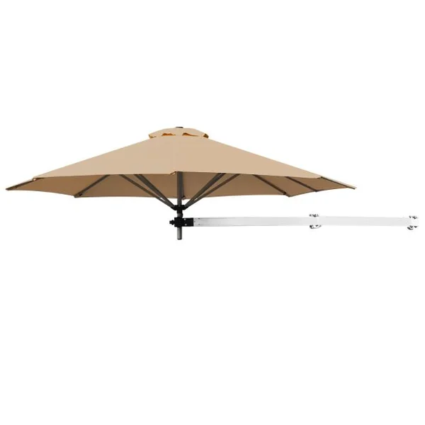 Parasol en Porte-à-faux Mural de 247 Cm Parasol avec Mât Réglable Parasol Inclinable avec Évent Parasols d'Extérieur Beige/Marron/Bleu/Rouge