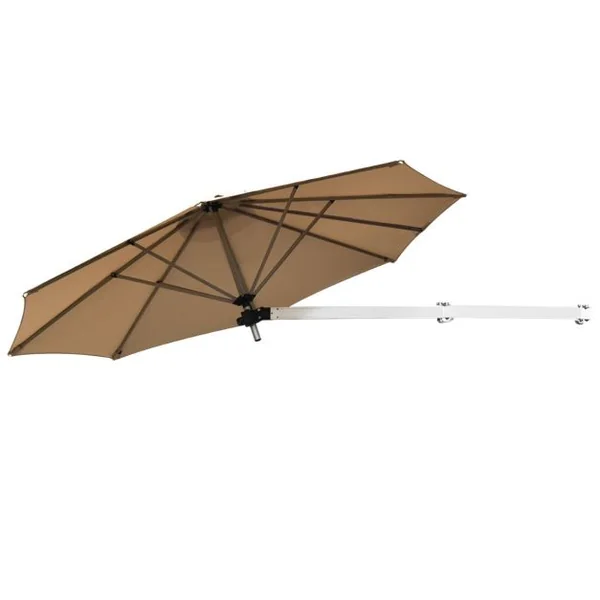 Parasol en Porte-à-faux Mural de 247 Cm Parasol avec Mât Réglable Parasol Inclinable avec Évent Parasols d'Extérieur Beige/Marron/Bleu/Rouge