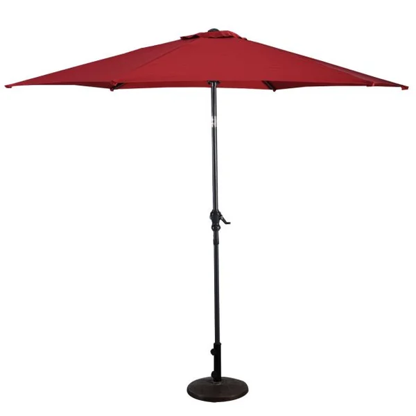 Parasol Inclinable Dia.2,70 m Manivelle en Acier Toile en Polyester 6 Nervures pour Patio Jardin Beige/Marron/Vin Rouge