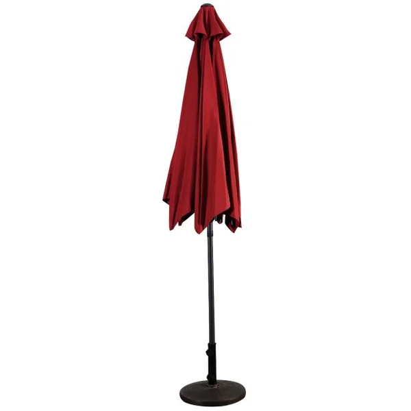 Parasol Inclinable Dia.2,70 m Manivelle en Acier Toile en Polyester 6 Nervures pour Patio Jardin Beige/Marron/Vin Rouge