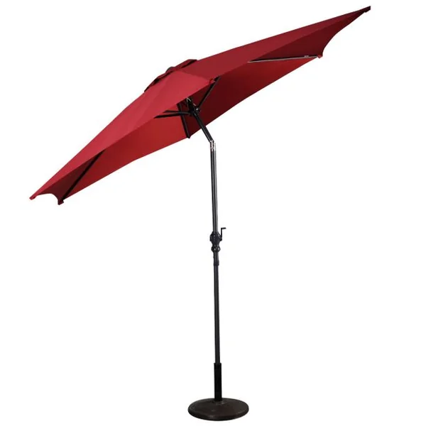 Parasol Inclinable Dia.2,70 m Manivelle en Acier Toile en Polyester 6 Nervures pour Patio Jardin Beige/Marron/Vin Rouge
