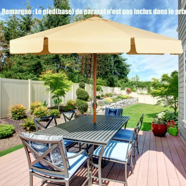 Parasol Inclinable Ø300x253CM avec Manivelle Anti-UV Protection Solaire Toile Polyester Imperméable à Rabats Beige/Gris